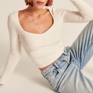 Abercrombie Cream Ribbed Knit Top